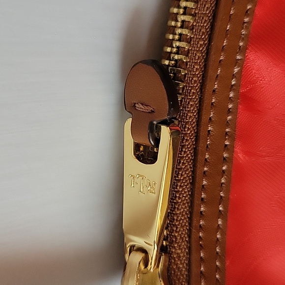 Lauren Ralph Lauren Red Brown Handbag Purse Logo Horseshoes - Picture 4 of 13